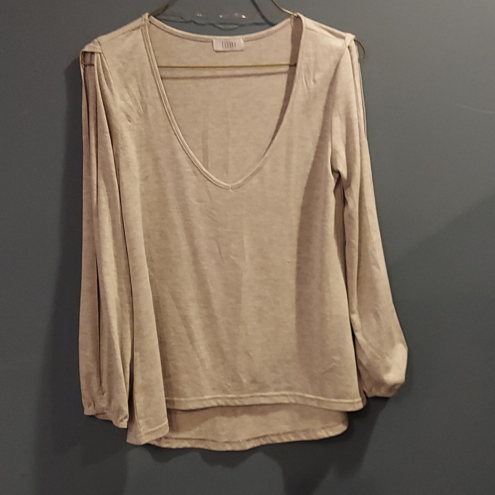 Tobi long split balloon sleeve gray top Small